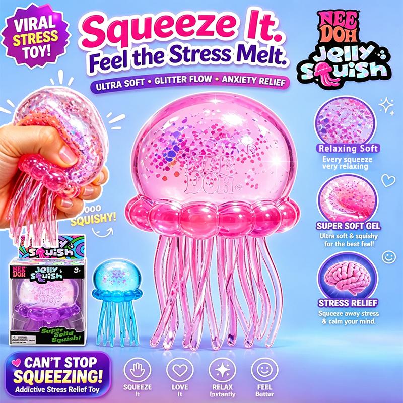 Popular Needoh Jellyfish Squishy Portable Soft Squeeze Sensory Toy Stress Relief Office Home Decompression Squeeze Fidget Toy