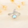 Cute Moonstone Mermaid Tail Ring For Women Ethnic Foam Design Index Finger Ring Unique Little Mermaid Jewelry Gift