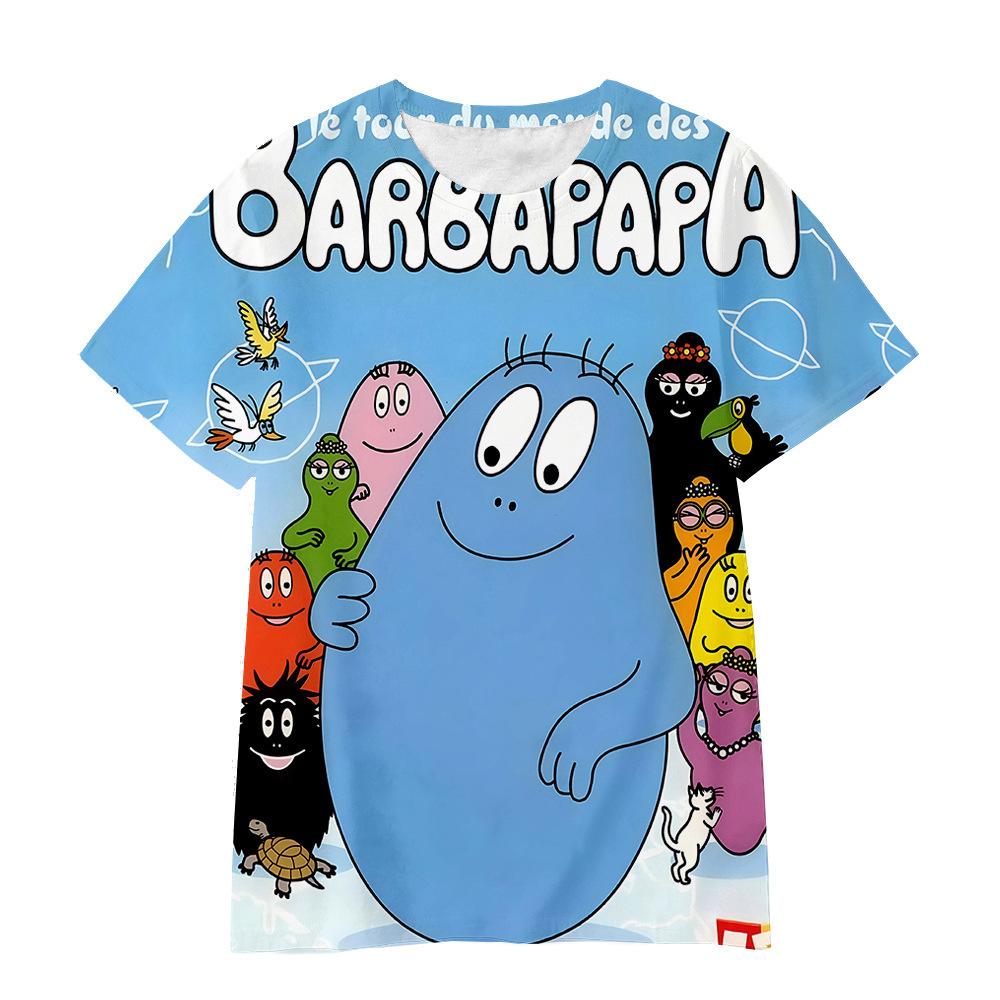 

Cute Baba Papa Cartoon Anime 3D Digital Printed Children s T-shirt Casual Fashion Comfortable Soft Cartoon Loose T-shirt 170 синій