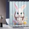 Charming Rabbit Shower Curtain - Cute Rabbits Appear from the Egg Walls Hanging On Living Room and Bedroom Decorations Whimsical