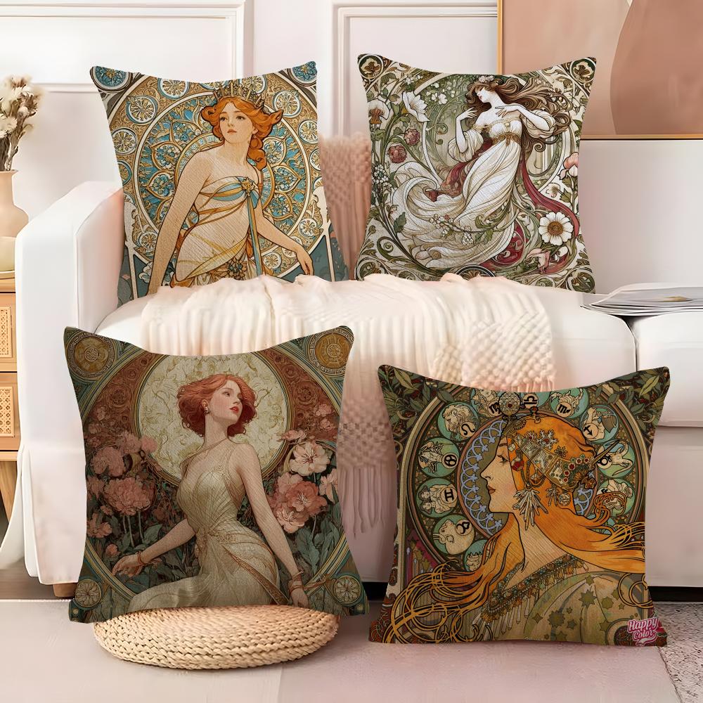 Art A-Alphonse M-Mucha Master Pillow Case linen pillow case sofa home decor cushion cover cushion cove