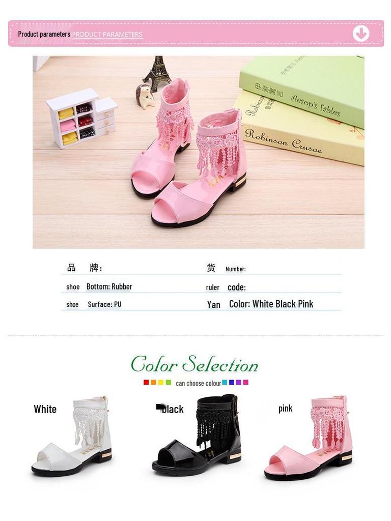 Mädchen Sommer 2025 Mode Sandalen - Koreanischer Stil Prinzessin Weiche Sohle Römerschuhe für Kinder