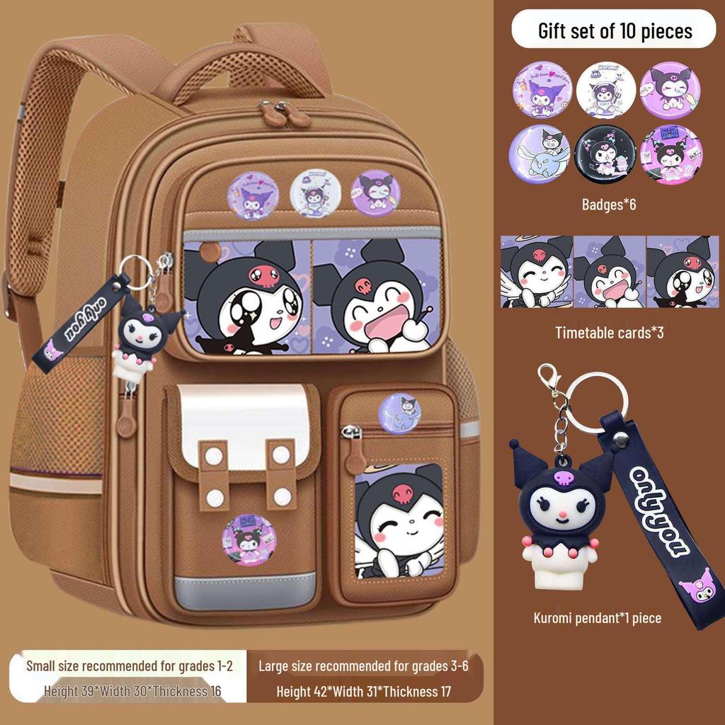 Kuromi 3D Lättviktsryggsäck med stor kapacitet för flickor (Årskurs 1-6) med ryggskydd