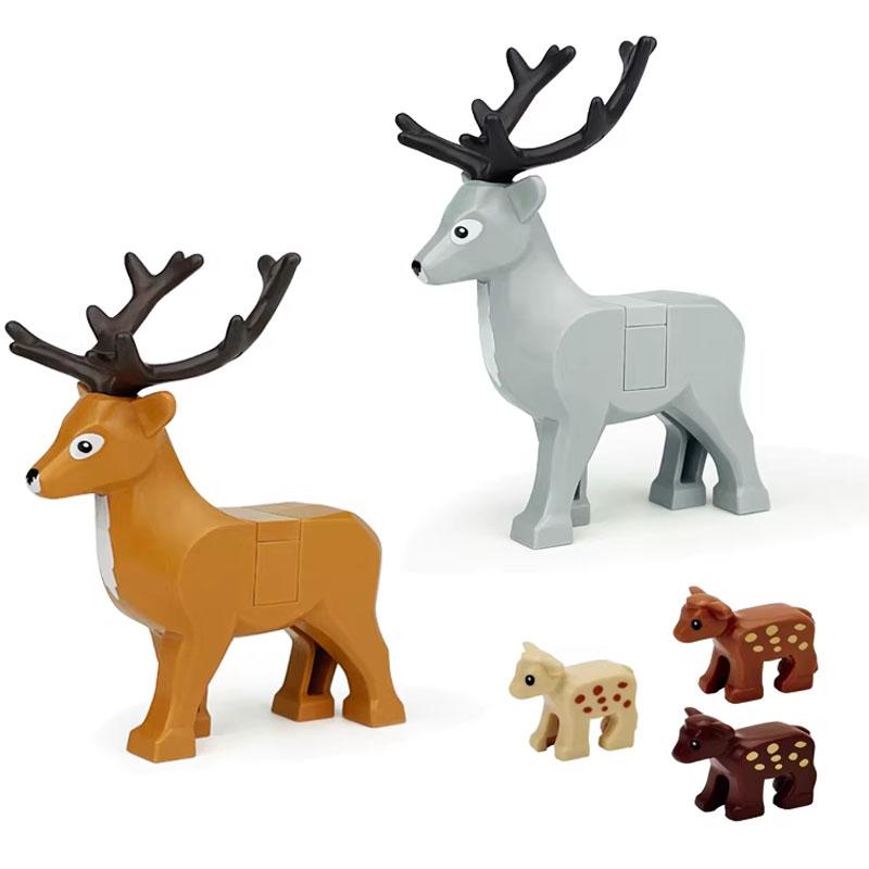 MOC Zwierzęta Zoo Klocki Słonie Tygrysy Słonie Małpy Łosie Niedźwiedzie Owce Wielbłąd Koń Krokodyl Lampart Mini Klocki DIY T11
