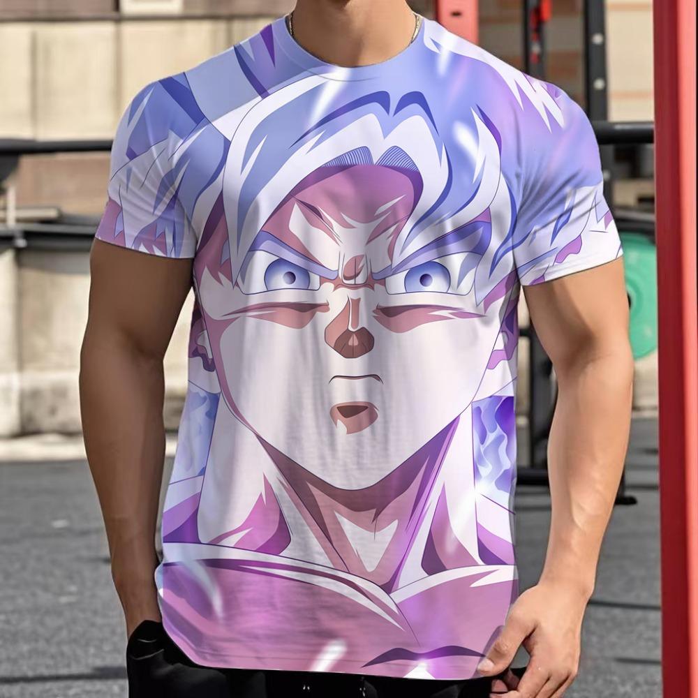 2025 New Fashion Dragon Ball 3D  Summer Short Sleeve O-Neck Goku Vegeta Men's Casual Shirt Boys