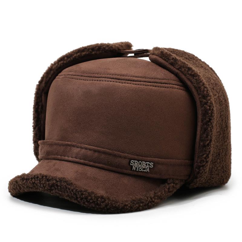 

Теплая шапка-ушанка для мужчин среднего и пожилого возраста, зимняя шапка для защиты ушей, мужская зимняя шапка дедушки кофейный