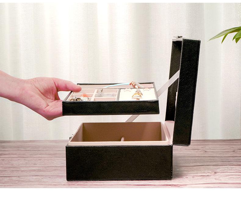Double-Layer PU Leather Jewelry Box for Earrings, Rings, Necklaces, Bracelets, and Ornaments