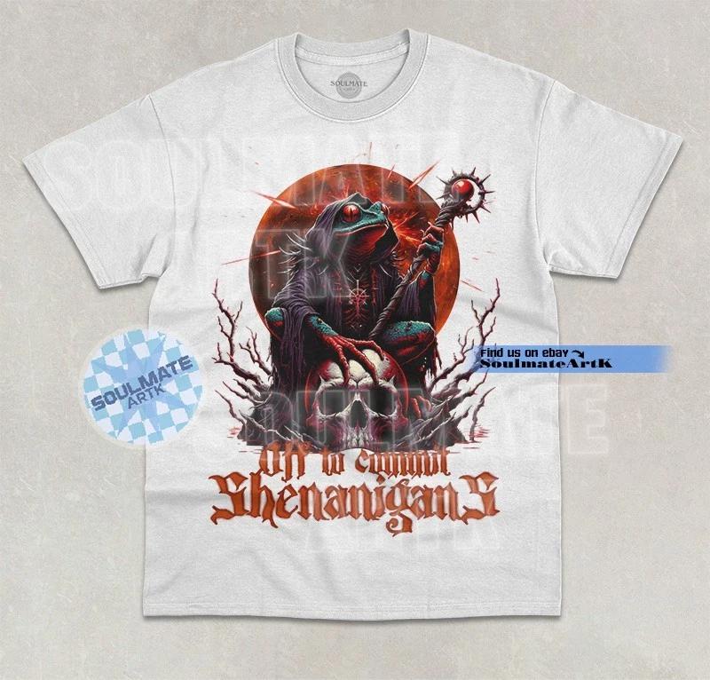 Off To Commit Shenanigans T-Shirt Funny Meme Wizard Frog Joke Graphic Shirt S