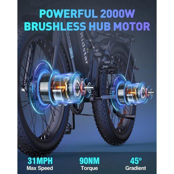 Rower elektryczny - RIDSTAR - E26 Pro - silnik 2000 W - akumulator 48 V 23 Ah - zasięg 100 km