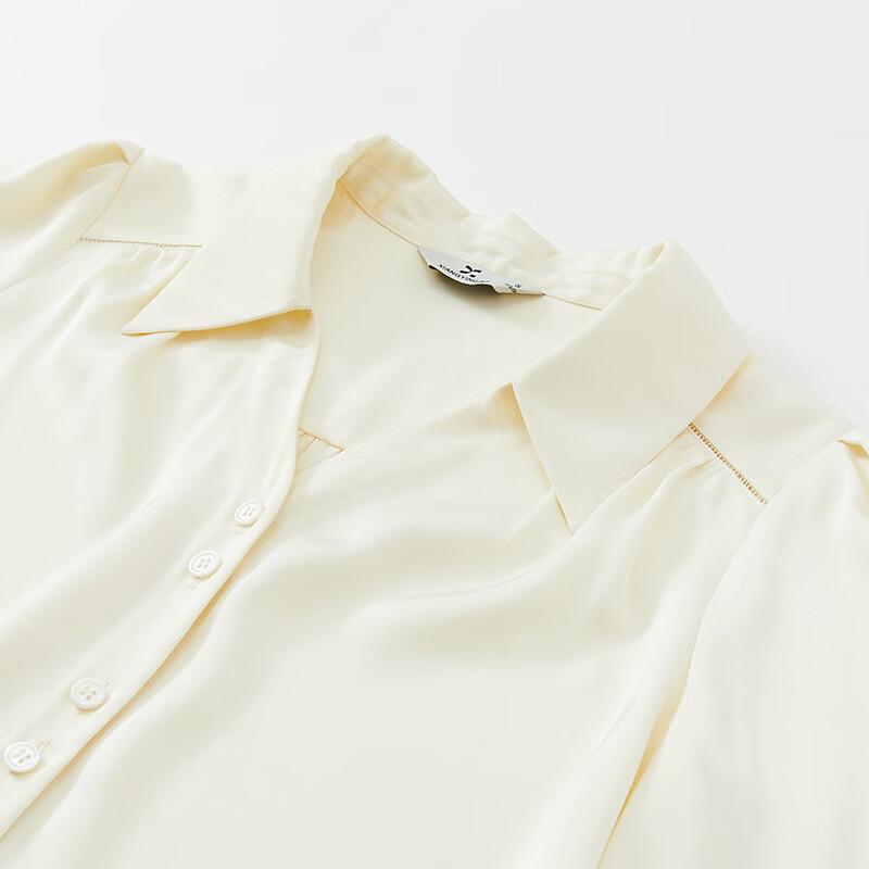 Xiangying Women's V-Neck Chiffon Long Sleeve Blouse