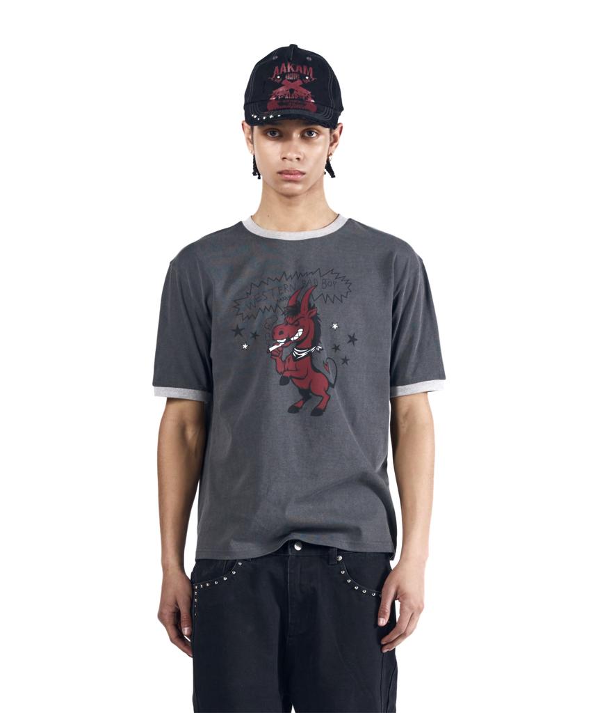 AAKAM Bad Horse Ringer Top (Dark Gray)
