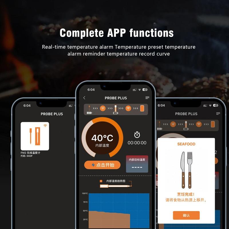 Bluetooth Wireless Meat Thermometer 360ft, APP Alerts Digital Food Thermometer for Grill Smoker Oven BBQ Cooking Kitchen