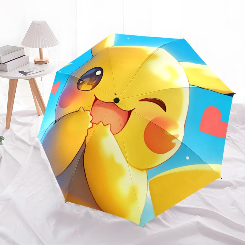 

Pikachu pattern, automatic folding umbrella, portable and foldable design, 8 ribs, a Christmas or birthday gift. різнокольоровий