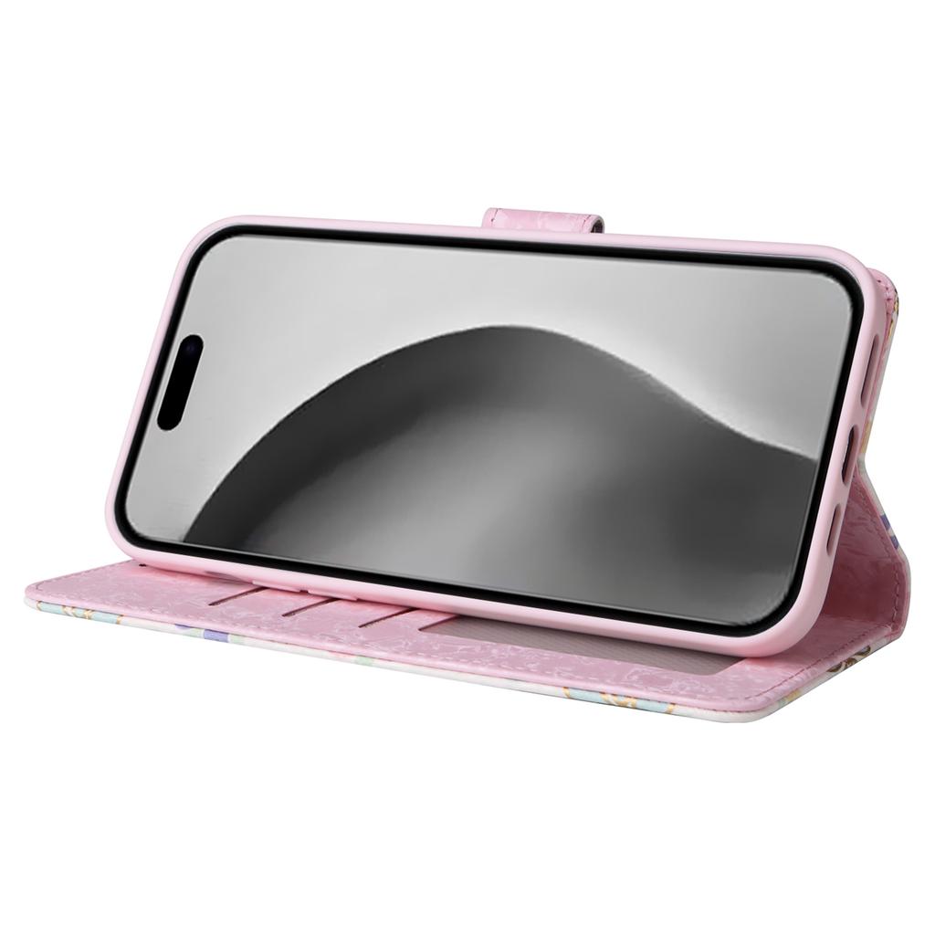 For iPhone 16 Pro Max Cell Phone Case Lacquered RFID Blocking PU Leather Cover