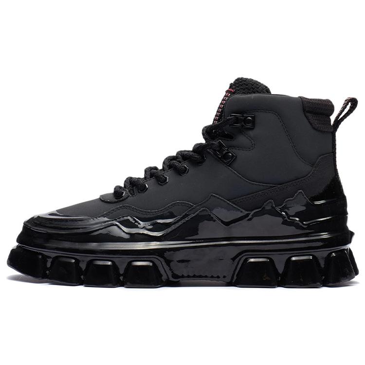 New LiNing CF Tracing Majestic Anti Slip Wear Resistant High Top Skateboard Shoes Unisex Black AGCR488-2