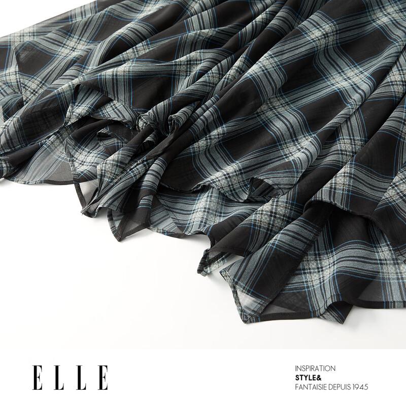 ELLE French Plaid Chiffon A-line Skirt
