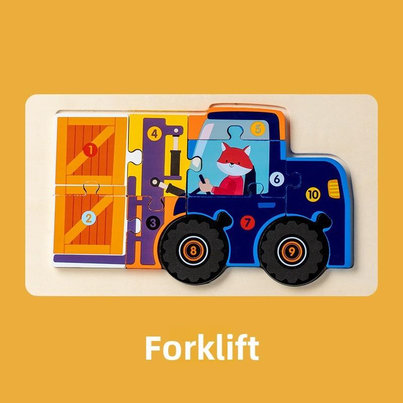 Construction Wooden Vehicle Puzzle Kids Educational Toy Gift For Early Learning