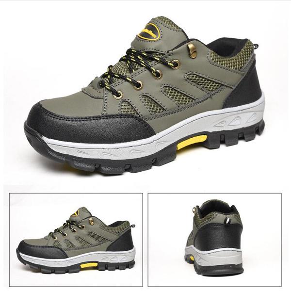 

Мужская дышащая защитная обувь, рабочие ботинки со стальным носком, противоскользящие, походная обувь для скалолазания 44 армия зеленый