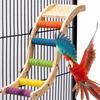 Parrot Colorful Ladder Bird Toy Cockatiel Wood Perch Gym Playground Ladder with Non-slip Quartz-Sand Paw Grinding Toy