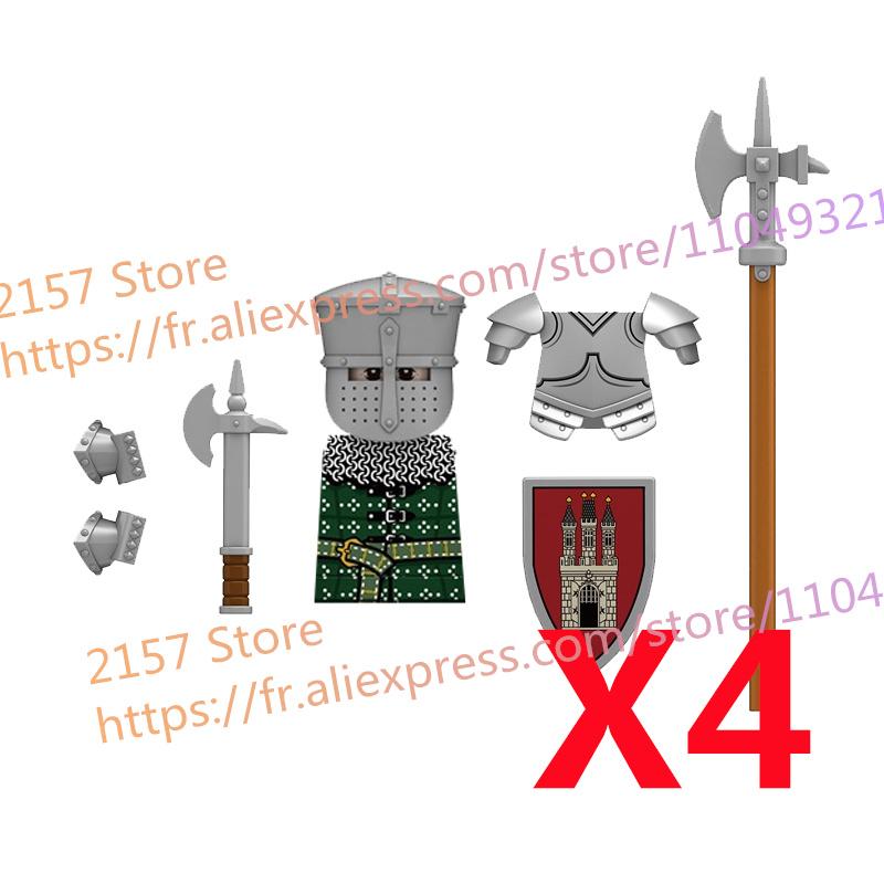 MOC Medieval Figure Building Block Castle Templar Knights Armor Militia Soldiers Gunners Shield Helmet Assembling Brick Toys S26