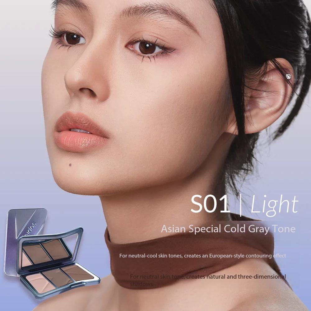 

Kaleidos Contour Highlighter Palette Powder Matte 3 Colors Natural Contouring High Glow Nose Shadow Lasting Face Brighten Makeup S01