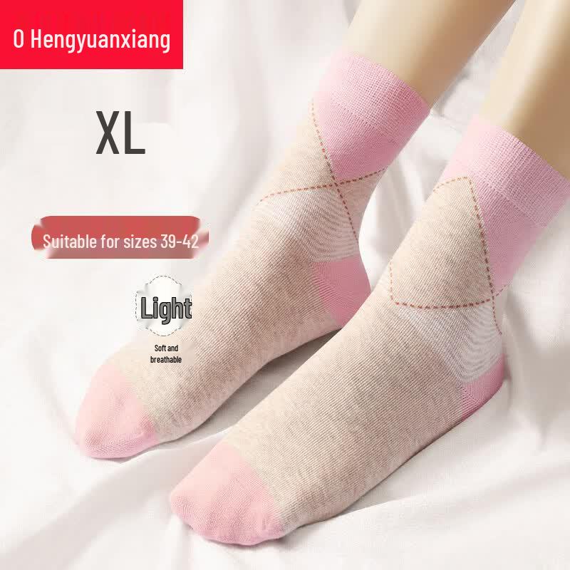 Hengyuanxiang Women s Plus Size Color-Block Mid-Calf Socks (5-Pair Pack)