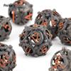 7 Pcs Black Orange Circular Dragon Metal Dice Hollow Metal Polyhedral Dice Suitable for Role-Playing RPG  Board Game Card Game