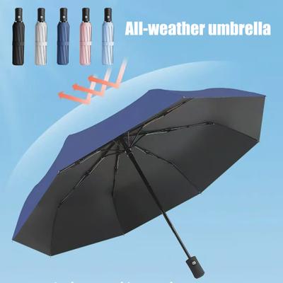 Automatischer Faltregenschirm mit Karabinergriff UV-Regenschutz Reise-Regenschirm Winddicht Regendicht