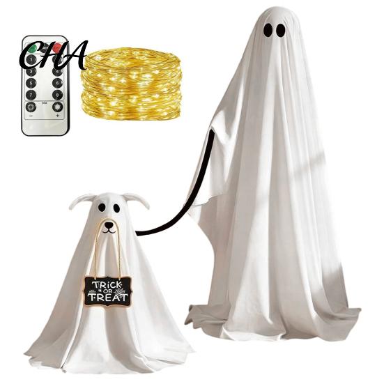 Decorative Lights for Halloween Night Ghost Dog Decoration, Spooky Ornament with LED And Ornaments Remote Control, Creepy Glowing Ghostly Prop Haunted