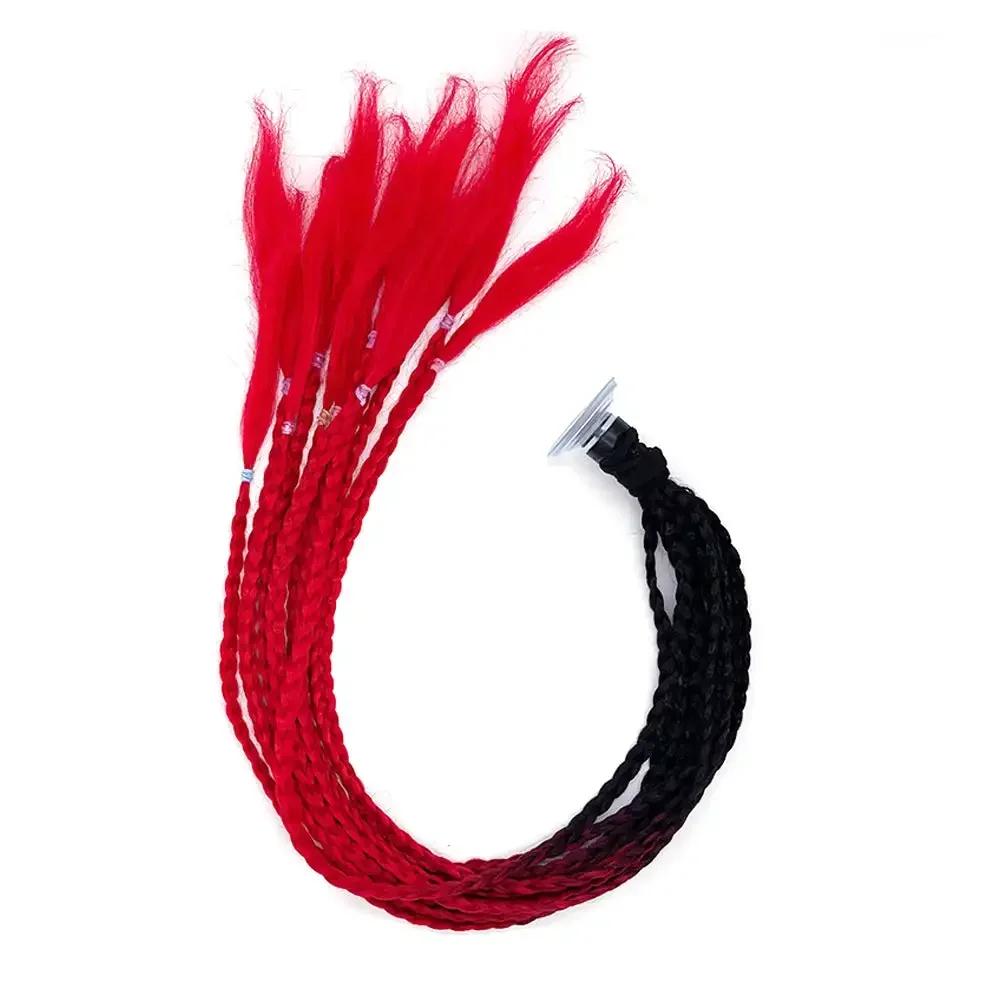 Helmet Dreadlocks Braid For Helmet Motorcycle Dreadlocks Dirty Braid Pigtail Gradient Synthetic Twist Braid Ponytail With Sucker