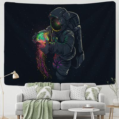 Arazzo da Parete Astronauta con Sfondo Nero Meduse Cielo Interstellare Arazzo da Appendere a Parete Hippie Boho Arredo Stanza