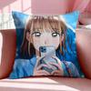 Anime B-Blue Box Cushion Cover Breathable Linen Pillowcase Summer Odorless Eco-Friendly Invisible Zipper Washable