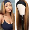 Highlight Ombre 18 Inch Headband Wig Human Hair Honey Blonde 4/27 Glueless Brazilian Virgin Straight 200% Density