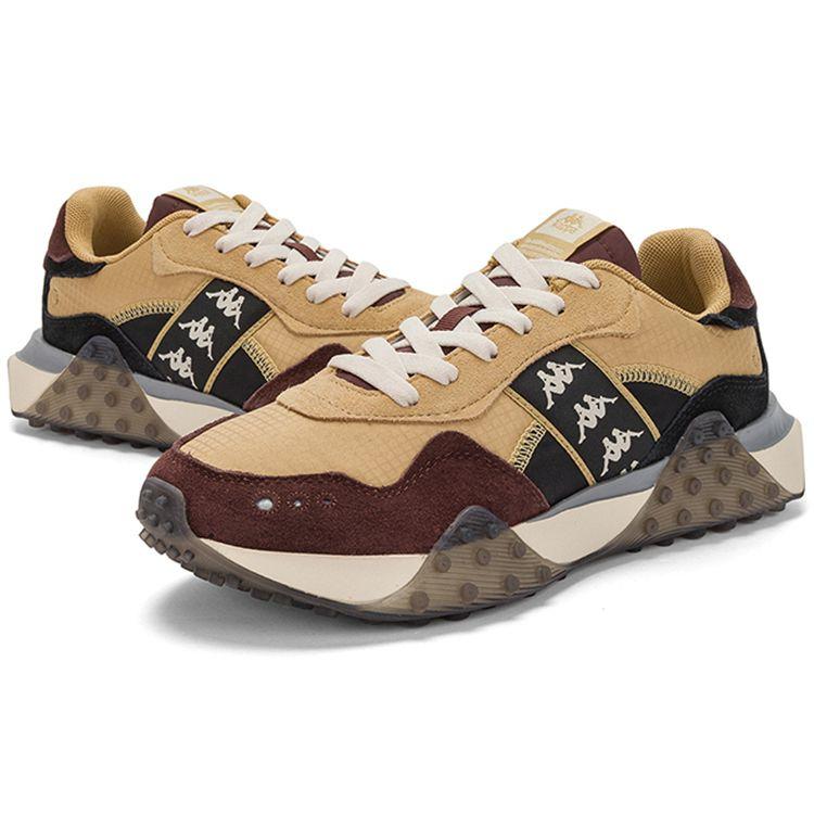 Kappa Retro Trainingsstoff Synthetikleder Strapazierfähig Niedrig geschnitten Laufschuhe Unisex Sneaker Gelb Braun Schwarz K0CZ5MM07-210