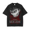 Berserk Animované Deriváty Guts Potisk Retro Vybledlé Krátkorukávové Tričko Pánské a Dámské Letní Módní Oblečení 2026