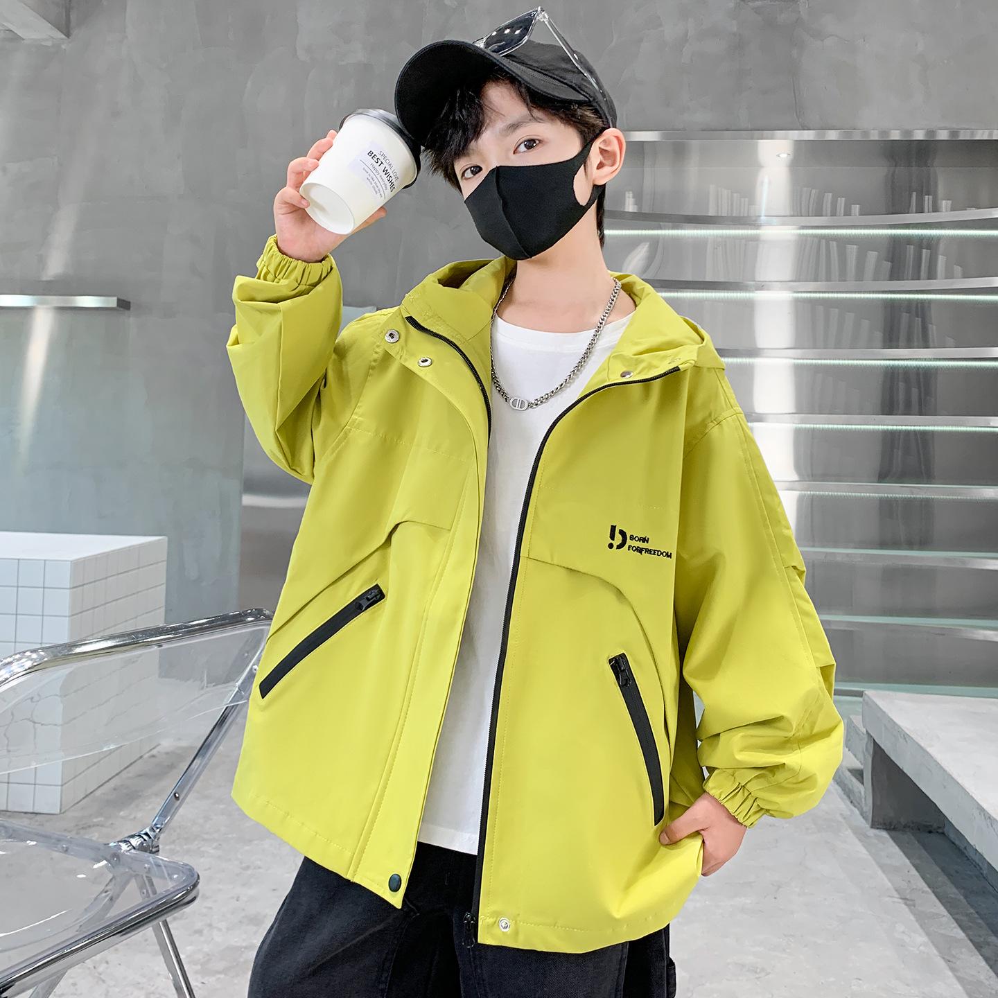 

2025 Boys Spring & Autumn Fashion Jacket: Stylish Windbreaker for Older Kids 150cm (Recommended for 140cm height) жёлтый