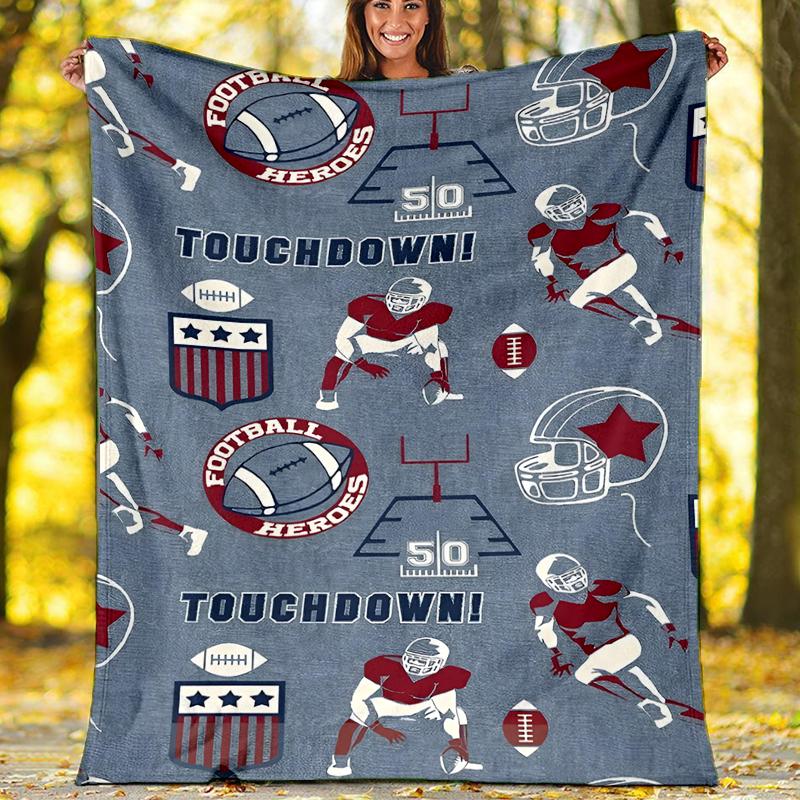 American football Theme Printed Blanket - Perfect for Couch, Bed, Travel & Outdoor Use | Machine Washable, Cozy & Durable.