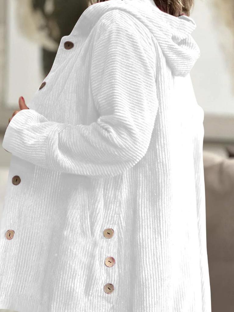 Women's Autumn Winter New Style Corduroy Loose Hooded Jacket