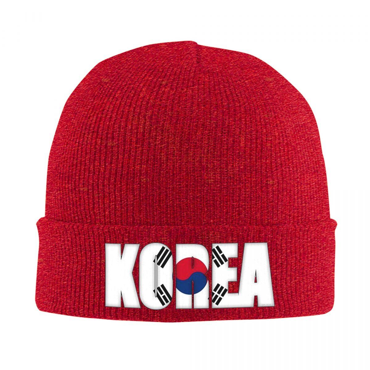 

South Korea Flag Warm Knitted Cap Fashion Bonnet Hat Autumn Winter Outdoor Beanies Hats for Unisex Adult One Size