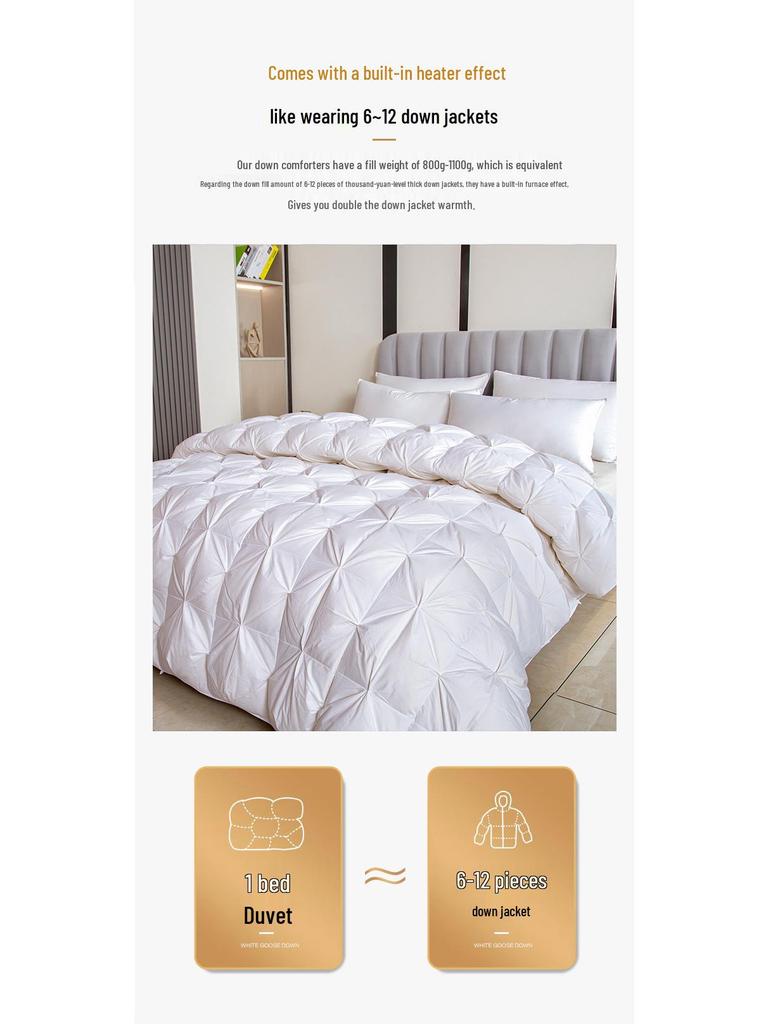 Luxury 95% White Goose Down Winter Quilt - Thick, All-Cotton, Five-Star Hotel Quality