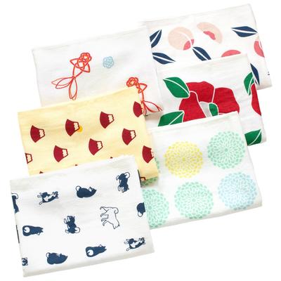 Bloom Gauze Towel Face Towel 6-Piece Set, Kokochiyo Senshu Towel, Kitchen Towel, Thin, Quick-Drying, Lightweight, Made In Japan, Design Assorted