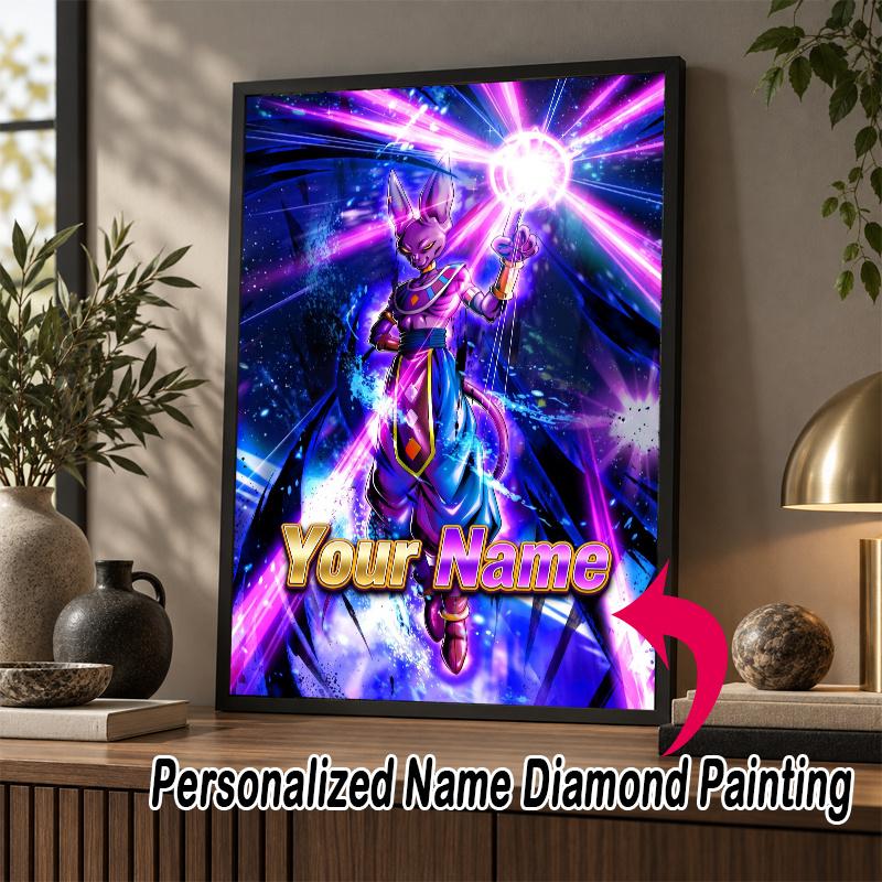 Personalized Beerus Diamond Art Custom Name 5D Diamond Painting Full Drill DIY Craft