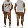 New Men 2 Pieces Tracksuit National Cow Skull 3D Print Casual Hoodies Sweatpants Sets Fashion Hip Hop Street Clothing Suits