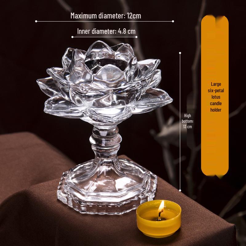 Lotus Glas Ghee Lamp Houder: Hittebestendige Kaars/Olie Lamp voor 24-Uurs Gebruik