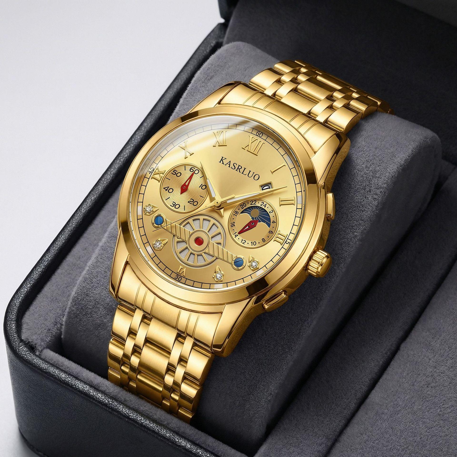 Casaro Men S Watch Waterproof Luminous Business Fake Three-Eye Automatic Quartz Watch
