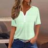 Women's Casual  Printed V-Neck Short Sleeve Decorative Button T-Shirt Top