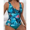Tvådelad baddräkt med bladtryck Dam Badkläder Plus Size Tankini-set Kvinnliga Strandkläder Baddräkt Dam Baddräkter