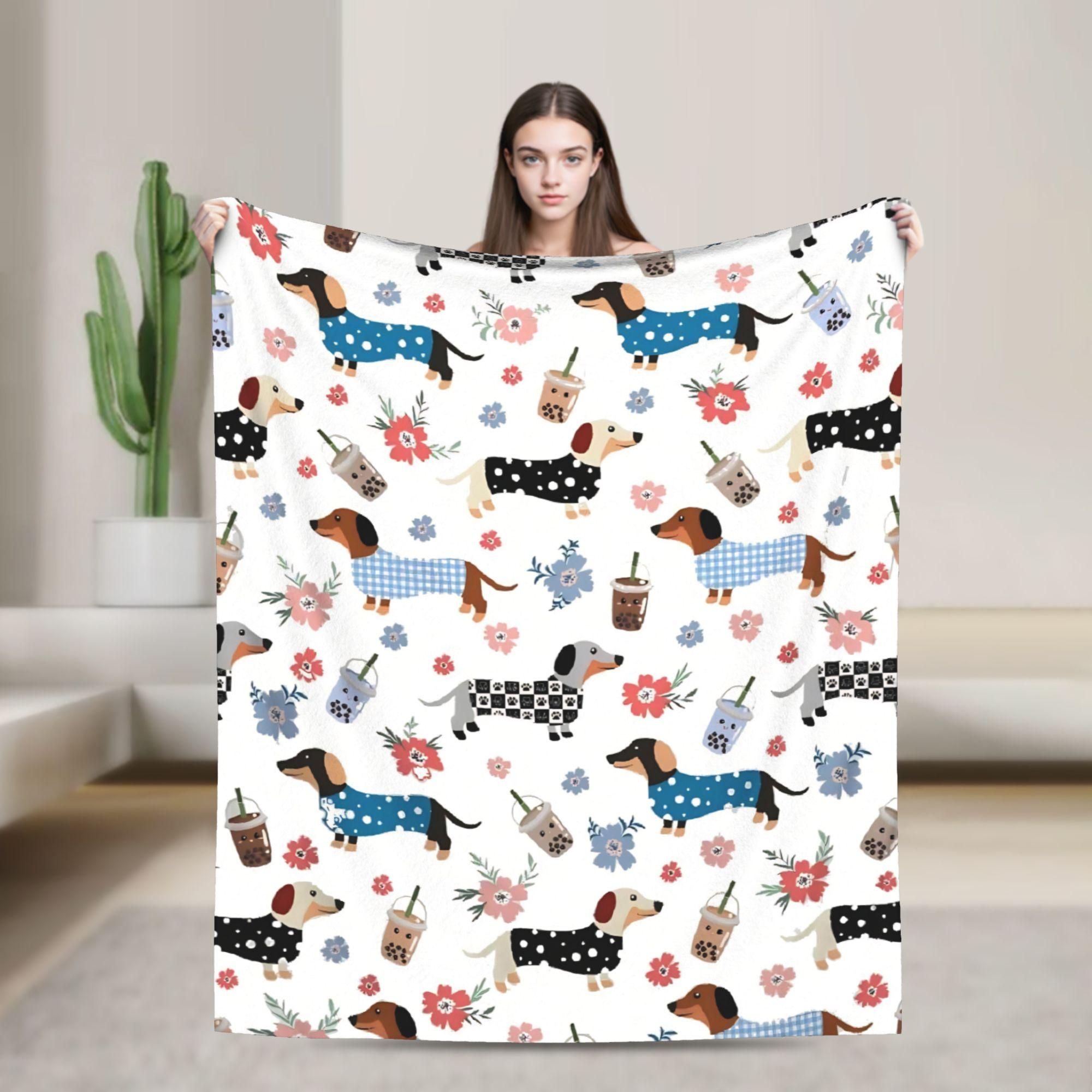 

Dachshund Blanket Cover Dogs Animal Christmas Flannel Throw Blankets Summer Air Conditioning Printed Soft Warm Bedspreads 100x150cm
