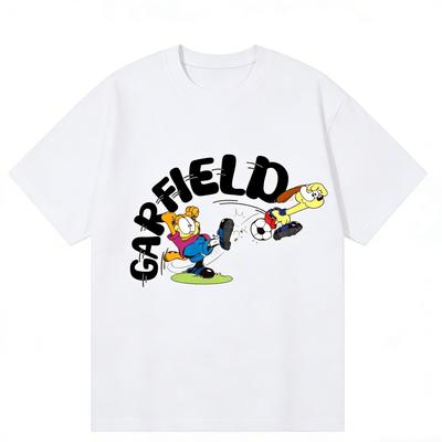 Garfield Football Fun Trendy T-Shirt! American Retro Loose-Fitting Short Sleeve, Unisex, Oversize Couple Tee