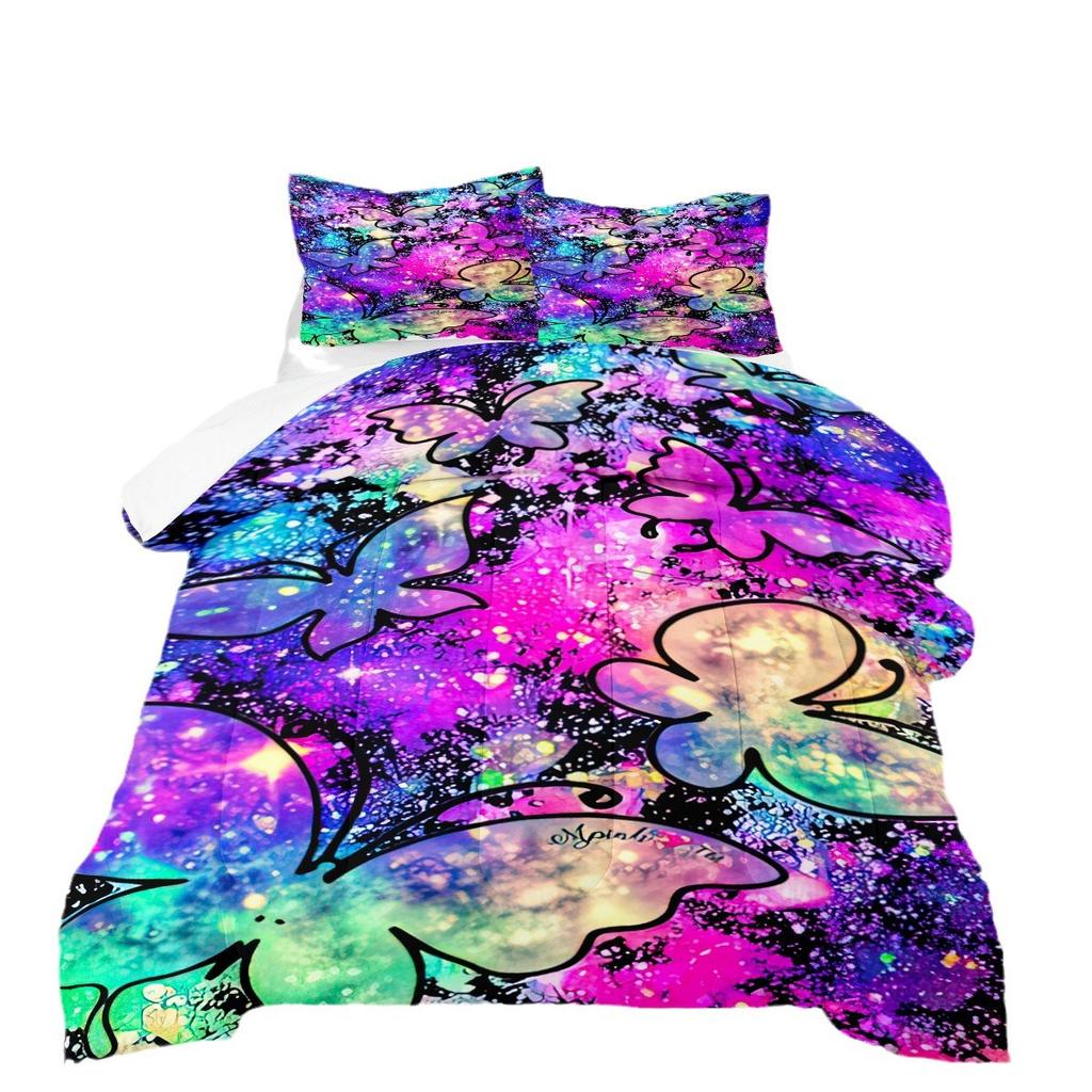 Butterfly Print Comforter Set - 3 Piece Set - Colorful Butterfly Design - Microfiber Comforter Cover